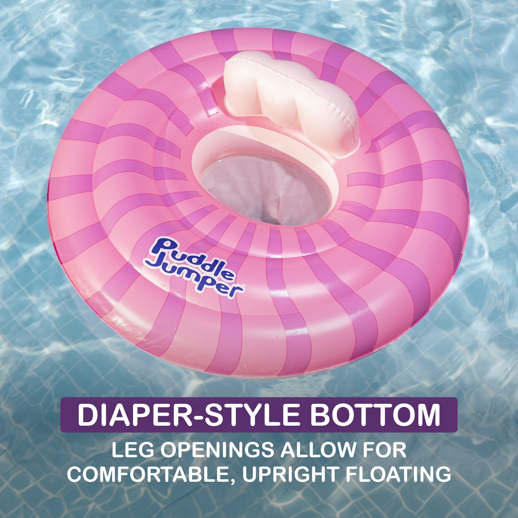 Puddle Jumper WonderSplash Round 3-Ring Inflatable Baby Boat Float, 0-24lbs (0-11kg) Weight Capacity