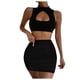 thumbnail image 1 of Conjunto de top corto con aberturas y falda para mujer: vestido ajustado sexy, poliéster y spandex, conjunto para salir de fiesta por la noche, 1 of 5