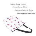 thumbnail image 3 of Open Top Canvas Tote Bag with Zipper Reusable Shopping Bag 13.5x15" Roomy Carryall Watercolor Cherries Pattern, 3 of 9