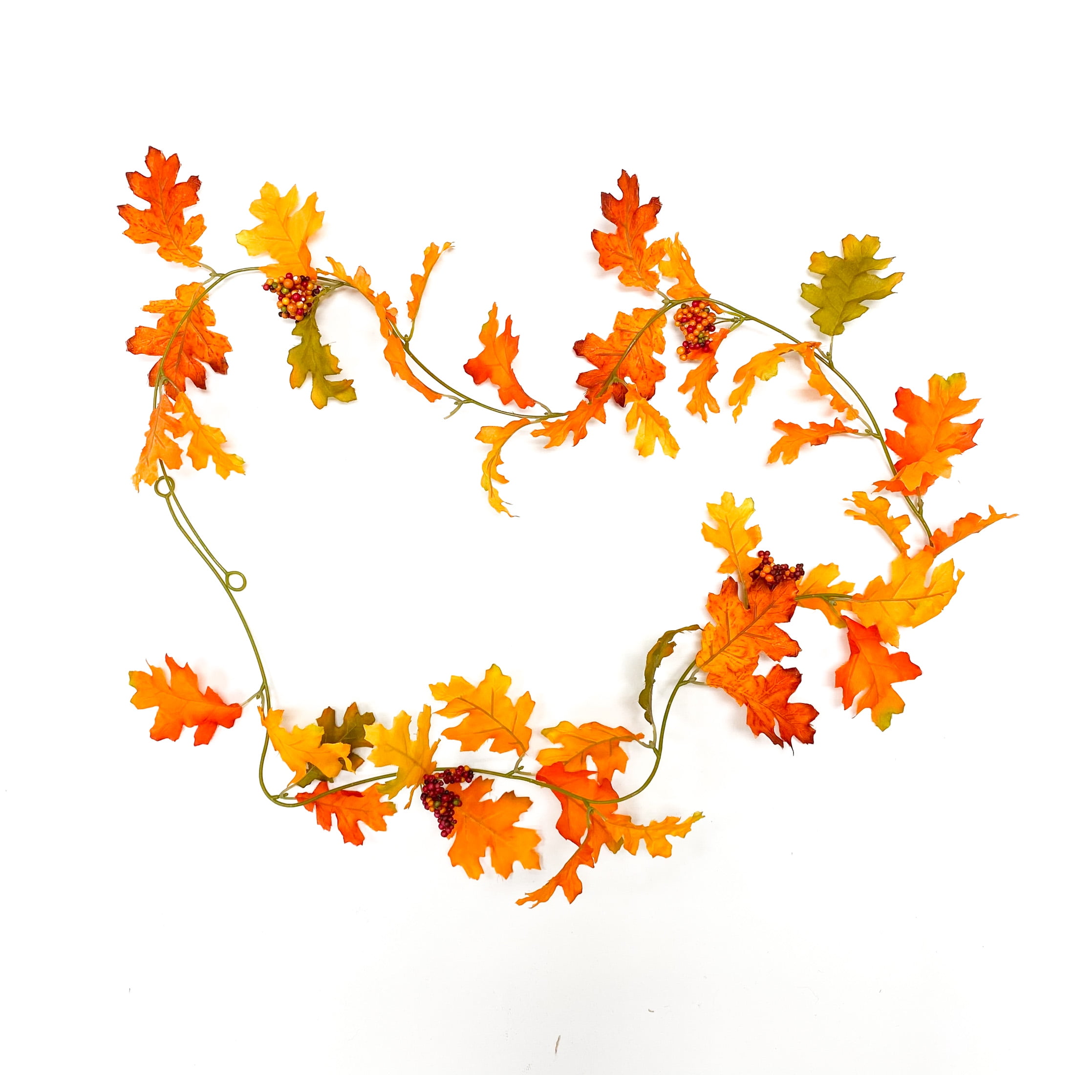 WAY TO CELEBRATE! Way To Celebrate Harvest Faux Orange & Green Oak Leaf Garland, 6'
