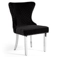 thumbnail image 4 of Furniture of America Vera Glam Nailhead Trim Dining Chairs, Black and Chrome (Set of 2), 4 of 15