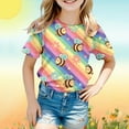 thumbnail image 2 of Tfken Girls Toddler Kids T-Shirts World Bee Day Bees With Rainbow Printed Tops Crew Neck Short Sleeve Casual Comfortable Tee Multicolour Size 3-4 Years, 2 of 4