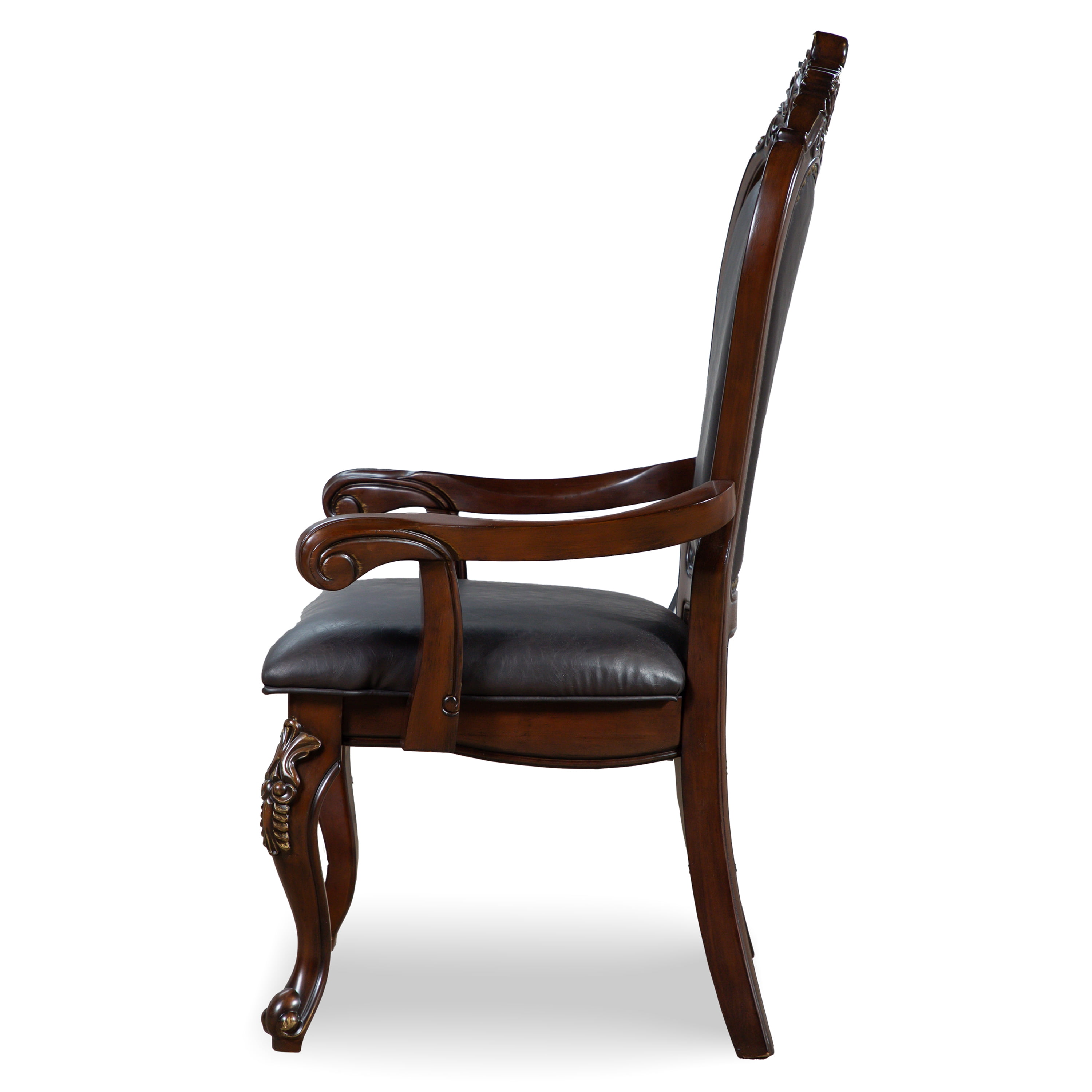 Furniture of America Alernit Traditional Nailhead Trim Dining Arm Chairs, Dark Cherry (Set of 2)