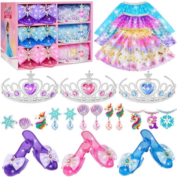 Set de disfraz de princesa con zapatos, joyas para niños de 3 a 6 años