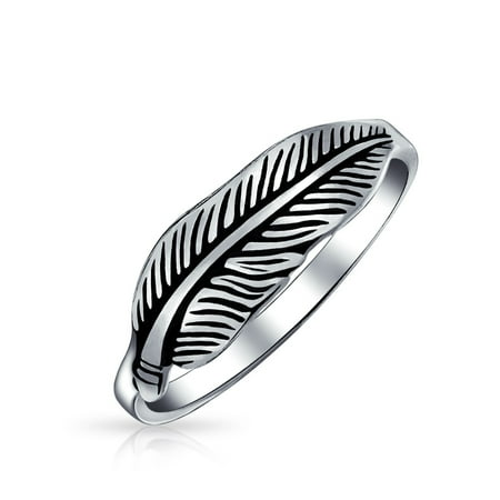 Native American Style Boho Feather Leaf Band Ring For Women For