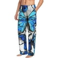 thumbnail image 2 of Daiia Men'S Blue And White Butterflies Pants,Bottoms Sleep Lounge,Pajama Pants,Pj Bottoms Drawstring And Pockets-Xx-Large, 2 of 9