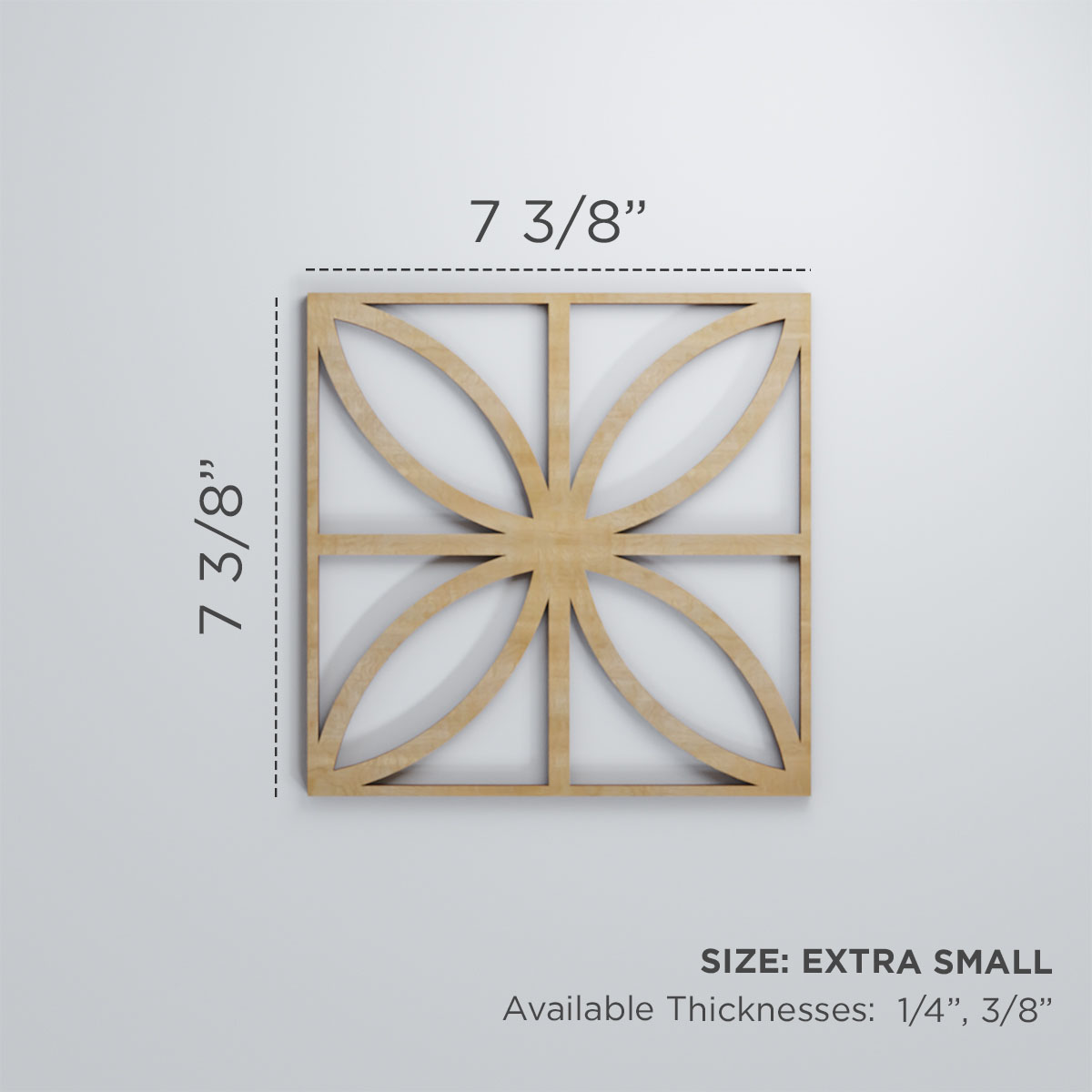 Ekena Millwork 7 3/8"W x 7 3/8"H x 1/4"T Extra Small Swansea Decorative Fretwork Wood Wall Panels, Wood (Paint Grade)