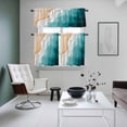 thumbnail image 4 of Teal Green Kitchen Curtains Sets for Windows 36 Inch Length, Geometric Brown White Beach Waves Gradient Rod Pocket Window Treatments Tier Curtains and Valances Set for Bedroom/Bathroom, 4 of 8