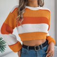 thumbnail image 2 of Cropped Sweater Sevevn Women's Striped Rainbow Cropped Sweater Long Sleeve Lightweight Cute Knit Tops Pullovers, 2 of 9