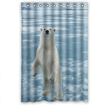 Ganma Clear Partysu The Frozen Ice White Bear Stand Up Shower Curtain Polyester Fabric Bathroom Shower Curtain 48x72
