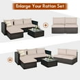 thumbnail image 5 of Costway 2PCS Patio Rattan Armless Sofa Sectional Furniture Brown Cushion, 5 of 7