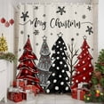 thumbnail image 2 of Red Christmas Tree Snowflake Shower Curtain for Bathroom, Xmas Pine Tree Vintage Linen Waterproof Shower Curtains Washable Quick Dry with Hooks Bathtub Curtains 72x72IN, 2 of 9