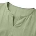 thumbnail image 5 of Mifsaly Mens Beach Shirts V Neck Long Sleeve Cotton Linen Shirt Lightweight Breathable Loose Fit Vacation Lounge Fashion T-Shirts Green,S, 5 of 8
