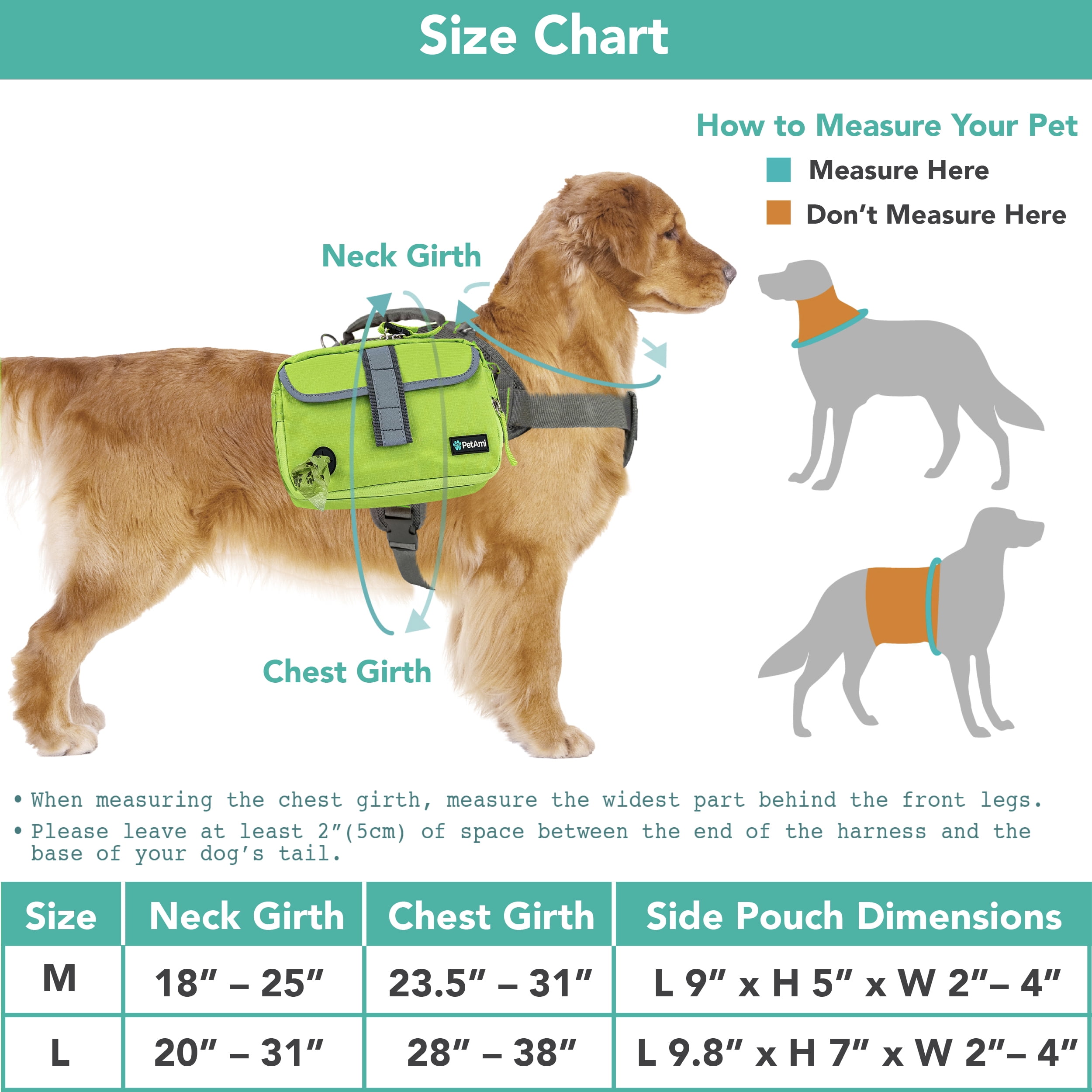 PetAmi Dog Backpack for Medium & Large Dogs, Saddle Bag for Dogs to Wear for Hiking, Pet Backpack Harness Dog Pack with Reflective Side Pockets for Walking Running