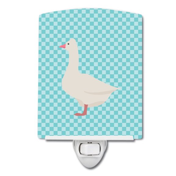 Caroline's Treasures BB8072CNL Roman Goose Blue Check Ceramic Night Light, 6x4x3", multicolor