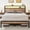 Brown, variant on King Size Bed Frame with LED Lights,Metal Platform Bed with 2-Tier Storage Headboard and Charging Station, Grey