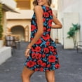 thumbnail image 4 of Dresses for Women Print Sleeveless V-Neck Dress with Pockets Flowy Beach Dress Red XL, 4 of 6