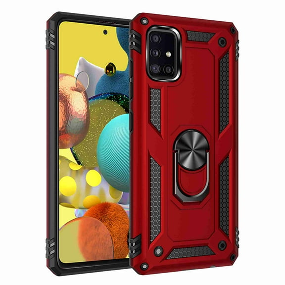 Dteck Heavy Duty Shockproof Case for Samsung A51 5G 2020, NOT Fit Samsung A51 4G 2019 Release, Metal Magnetic Ring Holder Protive Armor Phone Cover Kickstand for Samsung Galaxy A51 5G , red