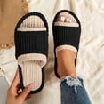 thumbnail image 2 of Tqyyweavej Terry Cloth Open Toe Slippers for Women Memory Foam Slip On House Slippers Color Block Comfy Corduroy Indoor Outdoor Shoes, 2 of 10