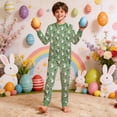 thumbnail image 2 of Tfken Toddler Boys Soft Pajamas Set Comfy Sleepwear Nightwear Fashion Lightweight Pajama Set Long Sleeve Pants Homewear Graphic Print Classic Loungewear Outfit Size 2-3 Years Green, 2 of 4