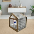 thumbnail image 3 of Black and White Pet House, Celtic Star Pattern with Arrows with Polka Dots Floral Canonical Design, Outdoor & Indoor Portable Dog Kennel with Pillow and Cover, 5 Sizes, Black White, by Ambesonne, 3 of 5