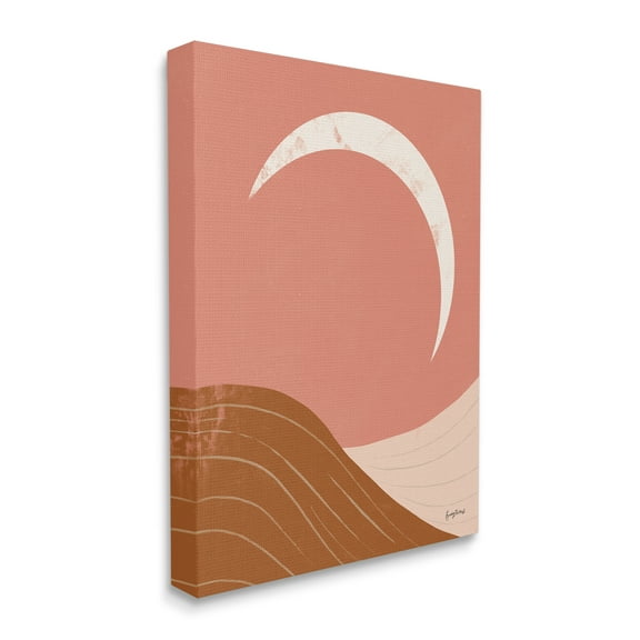 Stupell Industries Desert Crescent Moon Abstract Mountains Terracotta Landscape Nature Painting Gallery Wrapped Canvas Print Wall Art, 16 x 20
