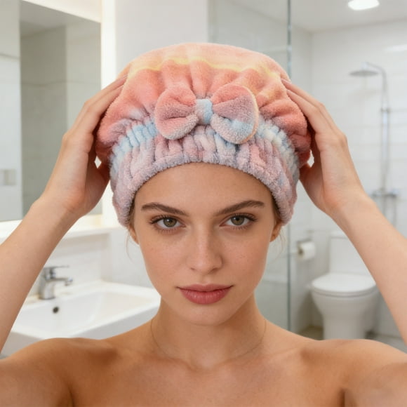 Bathroom -Absorbent Wet Hair Towel for Quick Drying Soft Coral Cap Hair Drying Comfort Household Use