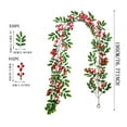 thumbnail image 2 of Couronne de Noël Guirlande de Baies Rouges avec Feuilles Vertes pour Vacances Design Flexible Idéal pour Chemin de Table Chemin de Cheminée Décoration de Centre de Table, 2 of 4