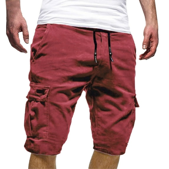 zuwimk Mens Shorts,Men's Cargo Shorts Lightweight Multi Pocket Casual Short Pants Red,XL