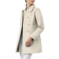 thumbnail image 5 of INSPIRE CHIC Women's Peter Pan Collar Double Breasted Winter Long Trench Pea Coat XL Beige, 5 of 8