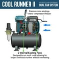 thumbnail image 6 of Master Airbrush Cool Runner II Dual Fan Air Storage Tank Compressor System Kit with Master Elite Plus Elite Level Performance Airbrush Set, Case, Dual-Action, 0.3mm Tip, 2 Cups, Hose Holder, 6 of 7