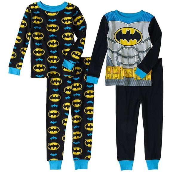 Batman 4 PC Long Sleeve Tight Fit Cotton Pajama Set Boy Size 5T
