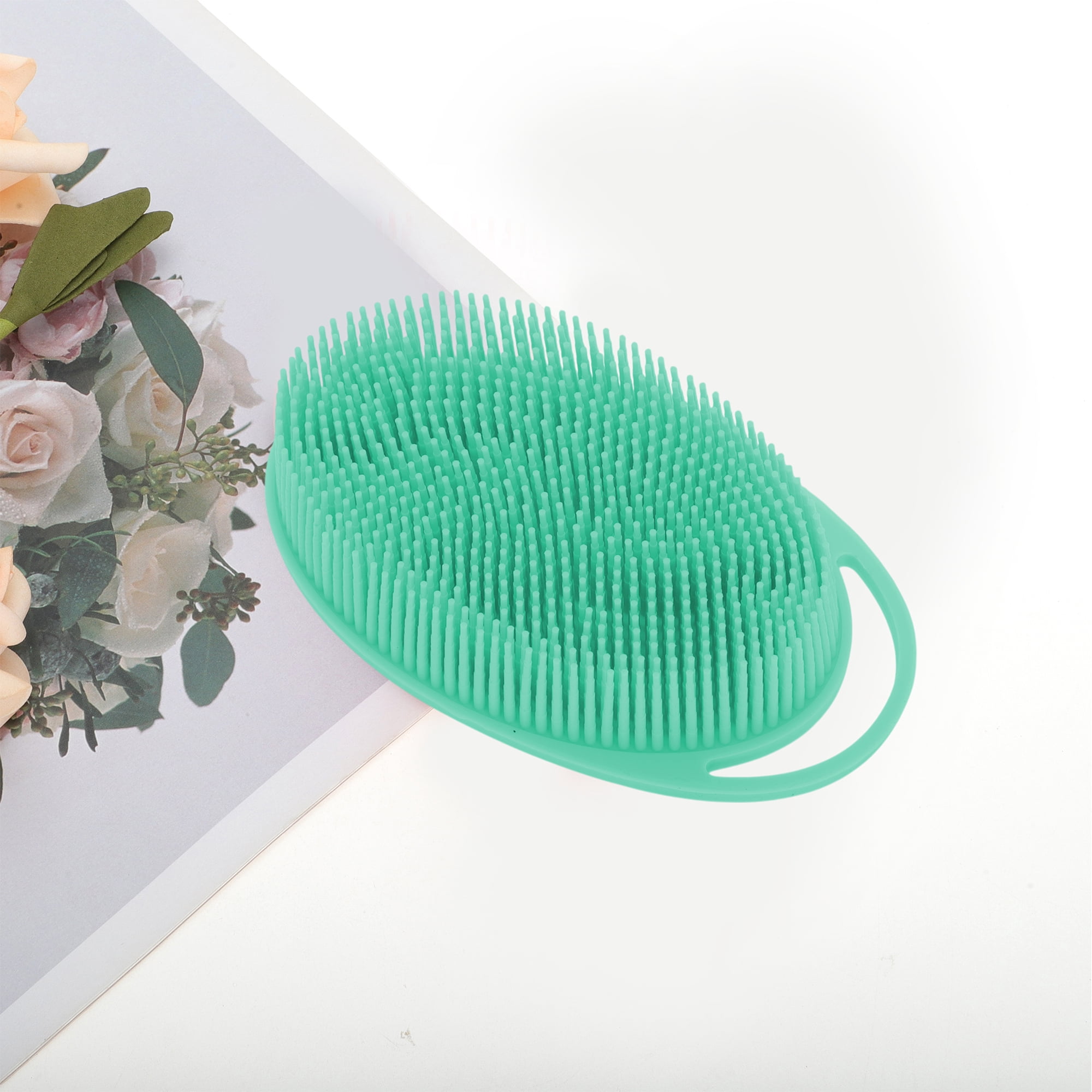Unique Bargains Hangable Oval Bath Brush Shower Brush 1 Pc Green