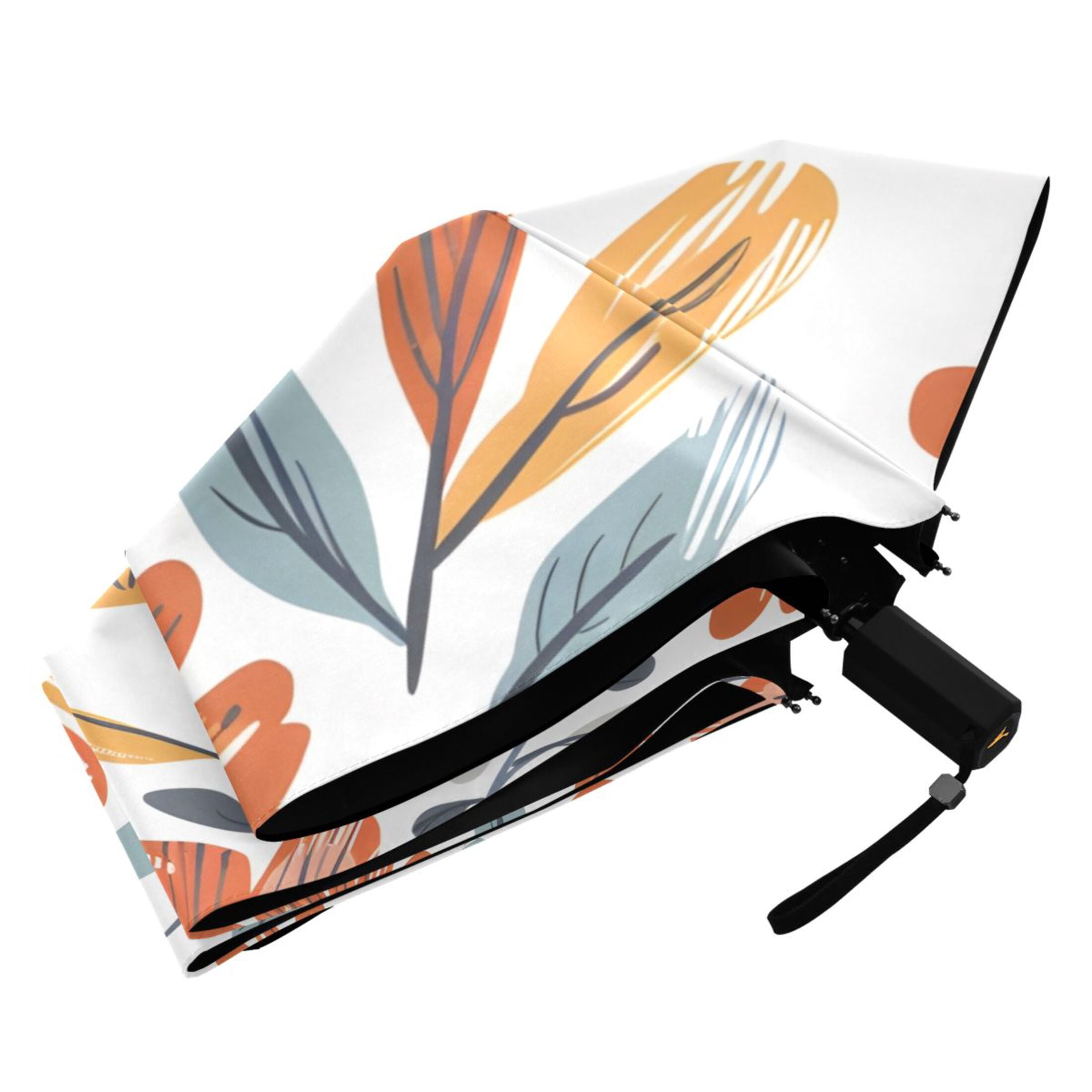 Cup with Flowers Compact Sun Umbrella Windproof Travel Umbrellas for Rain Strong Portable UV Protection