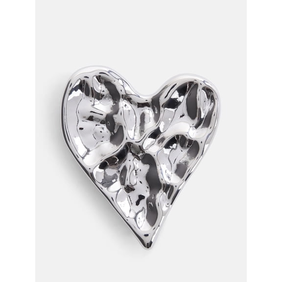 Scoop Heart Brooch, Silver-Tone
