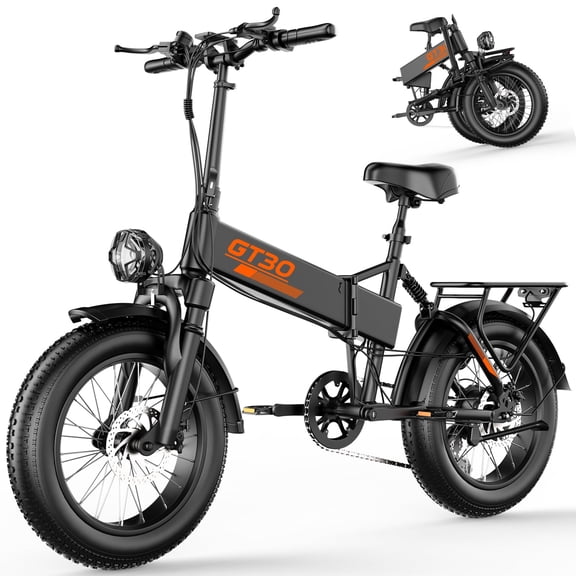 ASKGO 750W Rated Folding Electric Bike-GT30, 48V 20Ah Battery 28MPH 65Miles Range 20" Fat Tire E-Bike with Rear Rack for Adults,7 Speeds,UL2849