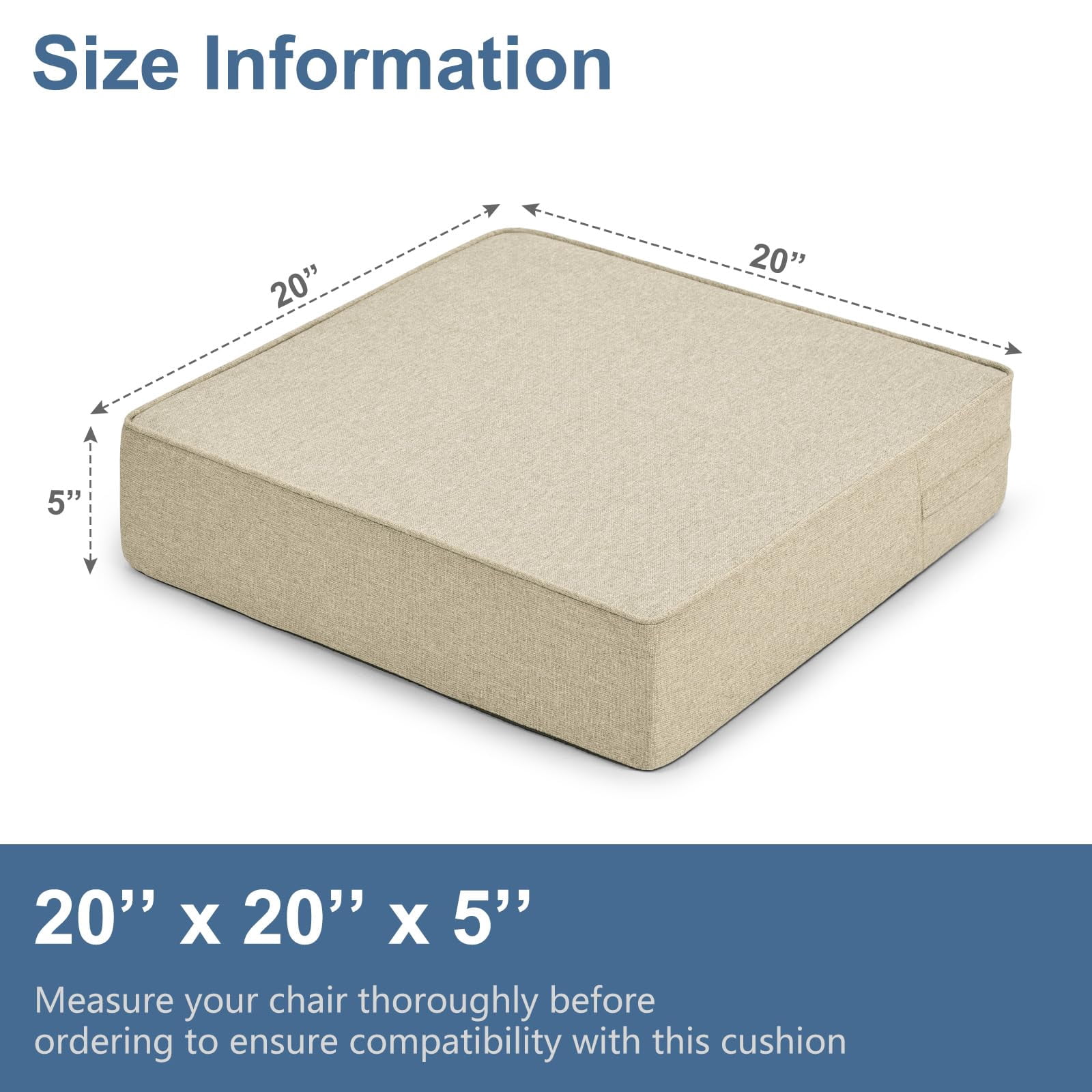 Shinnwa Large Recliner Cushion for Elderly 20 x 20 x 5 Inches Dual-layer Memory Foam Seat Cushion Riser Chair Cushion for Couch Armchair, Beige