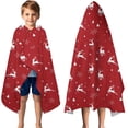 thumbnail image 3 of Red Christmas Deer Pattern Hooded Bath Towel，50"x30" for Ages 3 To 12 Kids, Quick Dry Lightweight Soft Microfiber Hood Beach Towel Cover Up for Kids, 3 of 7