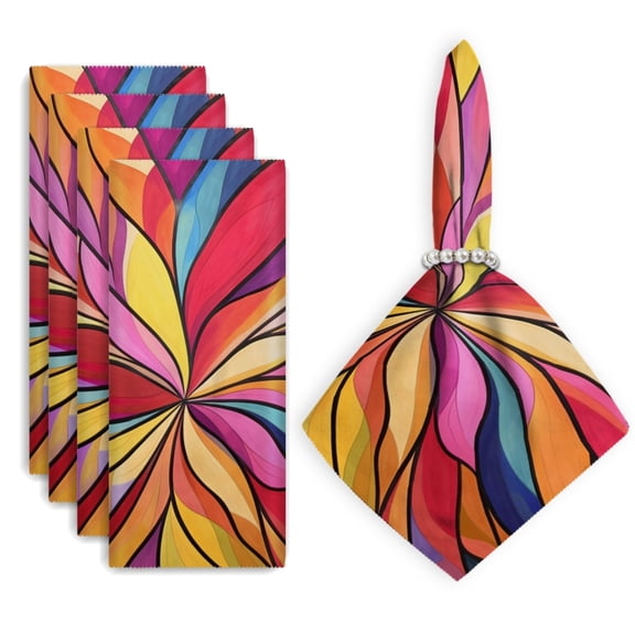 Bahomeck Napkins Set Of 4 Reusable Washable Square Fabric Dining Table Napkins Weddings Party Dinner Decor,18*18 Inch,Colorful Flower Abstract Floral