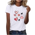 thumbnail image 1 of Camiseta de Manga Corta de Cuello Redondo con Patrones de Corazón de Moda de Primavera de las Mujeres Vintage Clásico Top de Humor para Diario, Fiesta, Primavera Y Verano, 1 of 5