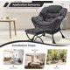 thumbnail image 4 of Grande lounge chair con foldable footrest - moderno accent chair para dormitorio, dorm, oficina - forrado reading chair in dark gris, 4 of 7