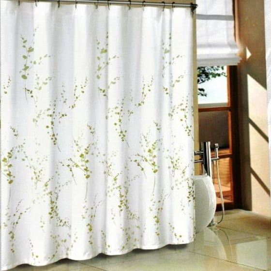 Tahari Green Sprigs Fabric Shower Curtain Com