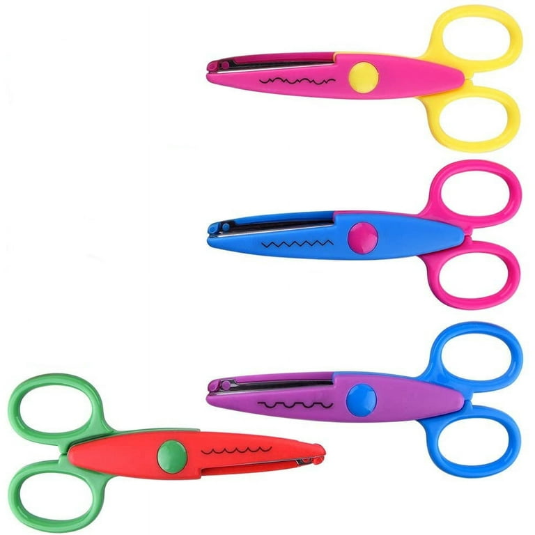 NOGIS 4 Pieces Colorful Edging Creative Craft Scissors Set Wave Pattern  Craft Scissors Used for Photo Edges Colored Paper Children's Paper Cutting
