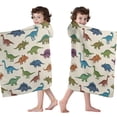 thumbnail image 4 of Beige Colorful Dinosaurs Pattern Hooded Bath Towel，60"x35" for Ages 3 To 12 Kids, Quick Dry Lightweight Soft Microfiber Hood Beach Towel Cover Up for Kids, 4 of 7