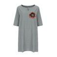 thumbnail image 4 of PuLe Summer Short Sleeve Dress Women's Spring Summer Shirt Dress Crewneck Half Sleeve Loose Midi Length Shift Tunic Dress Relaxed Fit Beach Outfits, 4 of 4