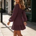 thumbnail image 5 of Enjoytime Mini Dresses for Women Puff Long Sleeve Square Neck Ruffle Dress A Line Flowy Casual Party Dresses, 5 of 6