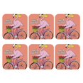 thumbnail image 2 of Honeii Flamingo Riding a Bicycle Print Leather Coaster Set of 6, Ideal for Safeguarding Your Furniture from Drinks Spills and Effortless Cleanup,Square, 2 of 6
