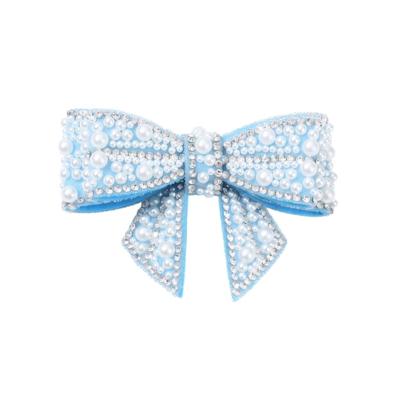 2 Pack Pearl Beads Christmas Bows Decorations, 2.9X3.7 inch Christmas Tree Bows, Wreath Bow for Xmas Home Party Front Door Decor