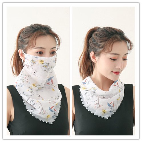 Máscara de montar al aire libre de verano con estampado de moda para mujer, bufanda de protección solar de cuello grande, bufanda para conducir, sombrilla