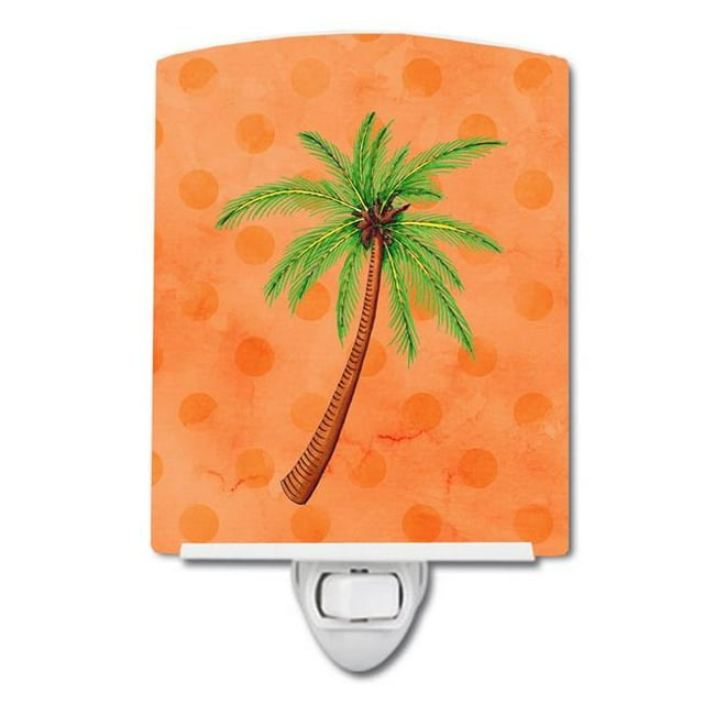 Carolines Treasures BB8168CNL Palm Tree Orange Polkadot Ceramic Night Light
